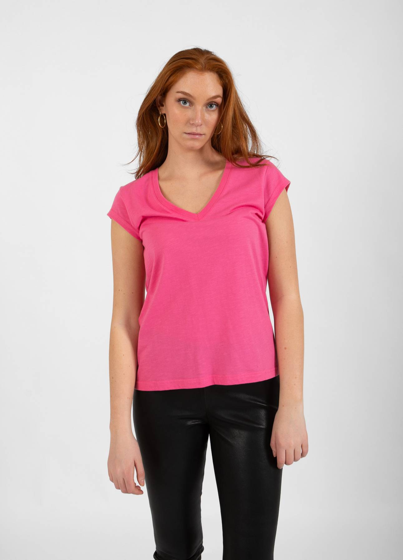CC HEART V-HALS T-SHIRT - Clear pink