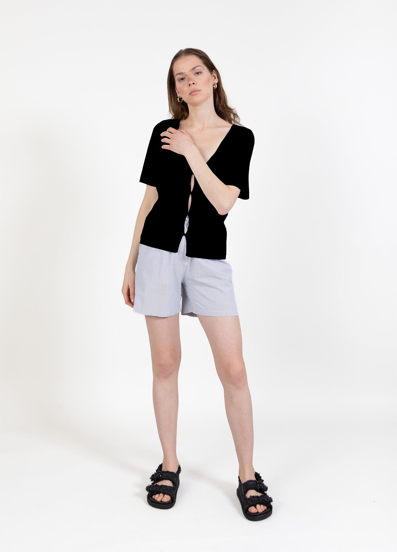 CCH HEART ELENA KORTÆRMET CARDIGAN - Black