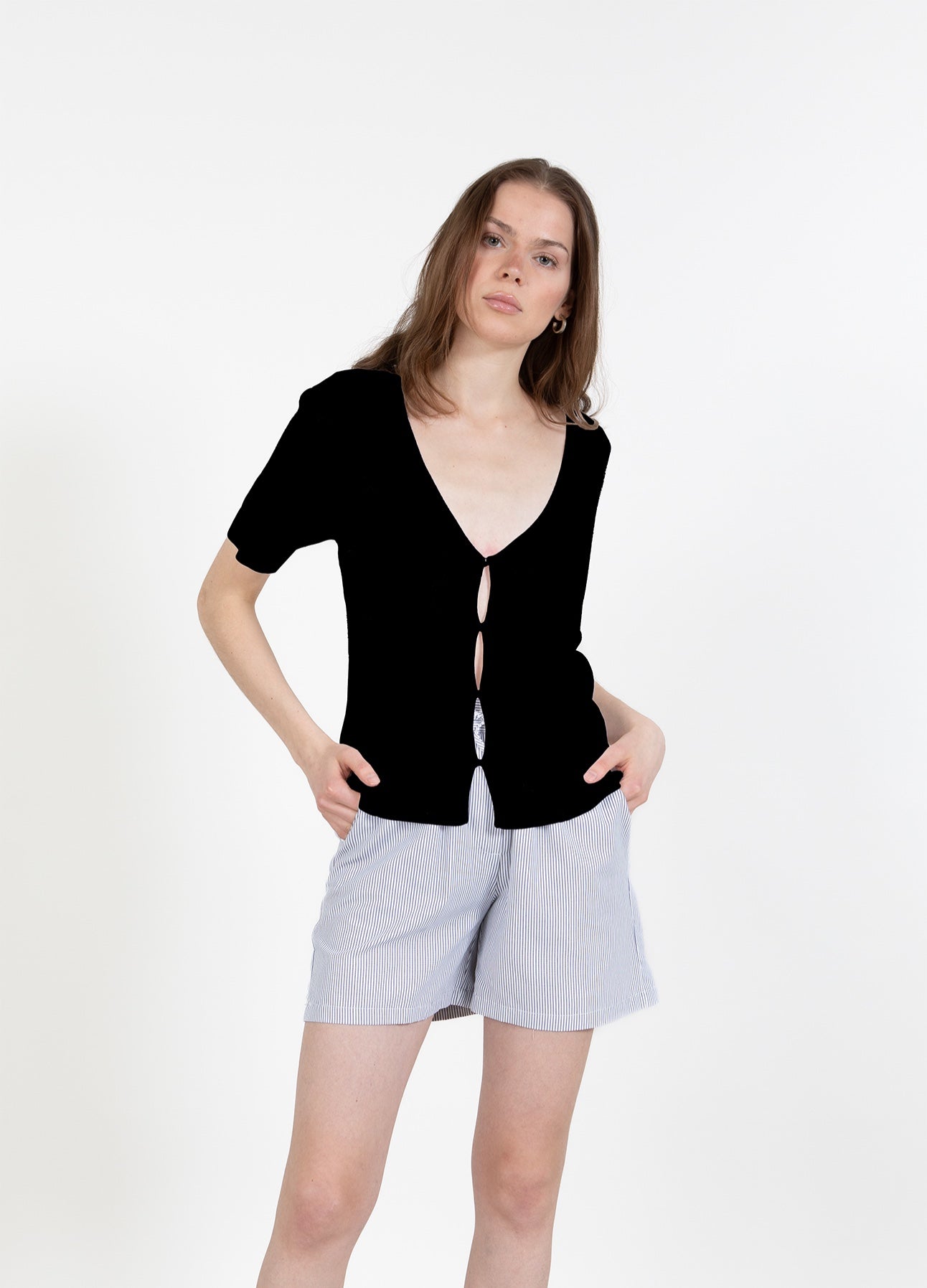 CCH HEART ELENA KORTÆRMET CARDIGAN - Black