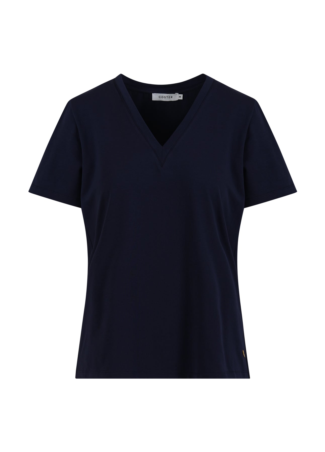 T-SHIRT MED V-UDSKÆRING - MELLEMLANGE ÆRMER - Navy