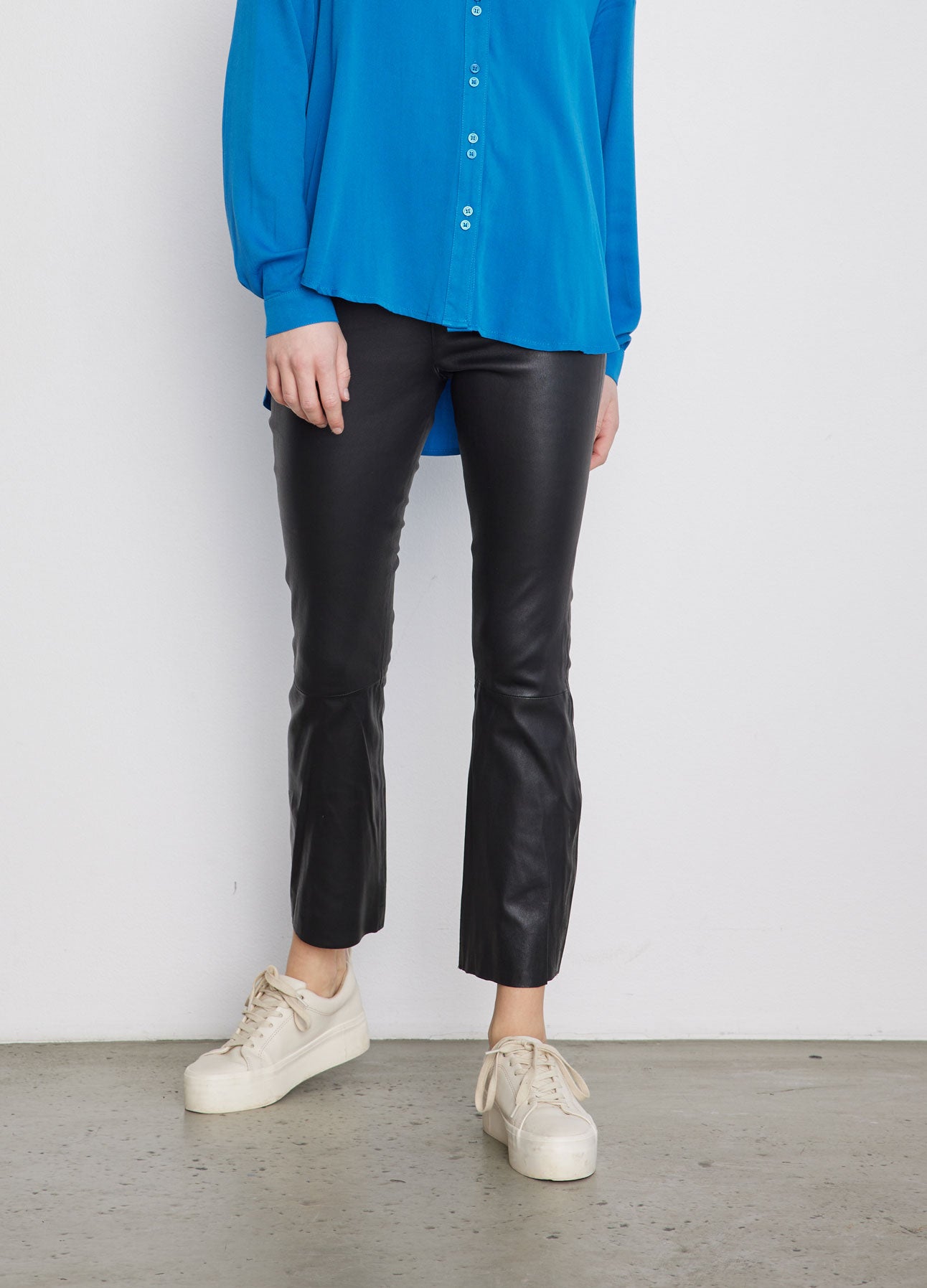 CC HEART CROPPED LÆDERLEGGINGS - Black