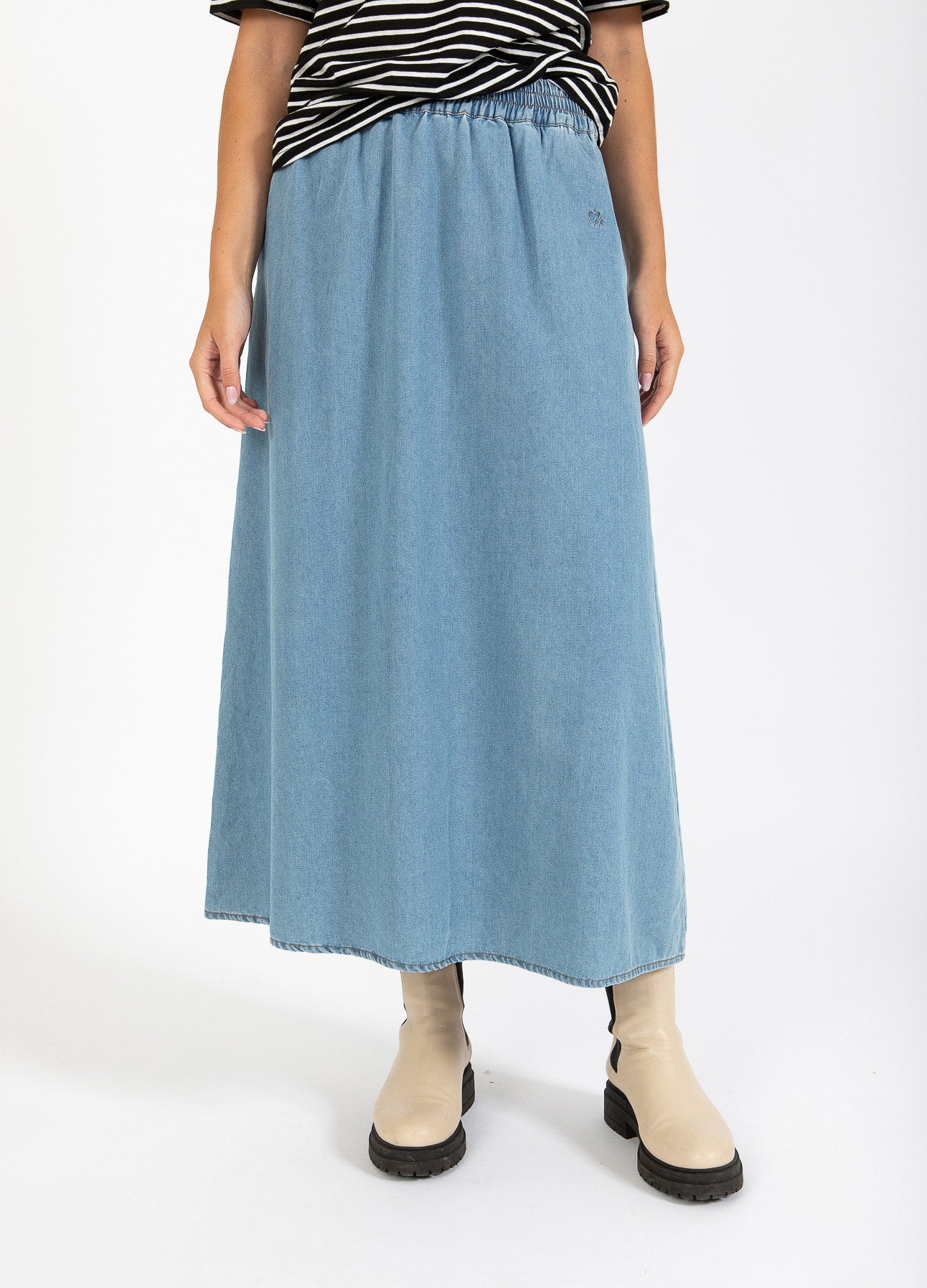 CC HEART ELLIS DENIM NEDERDEL - Blue denim
