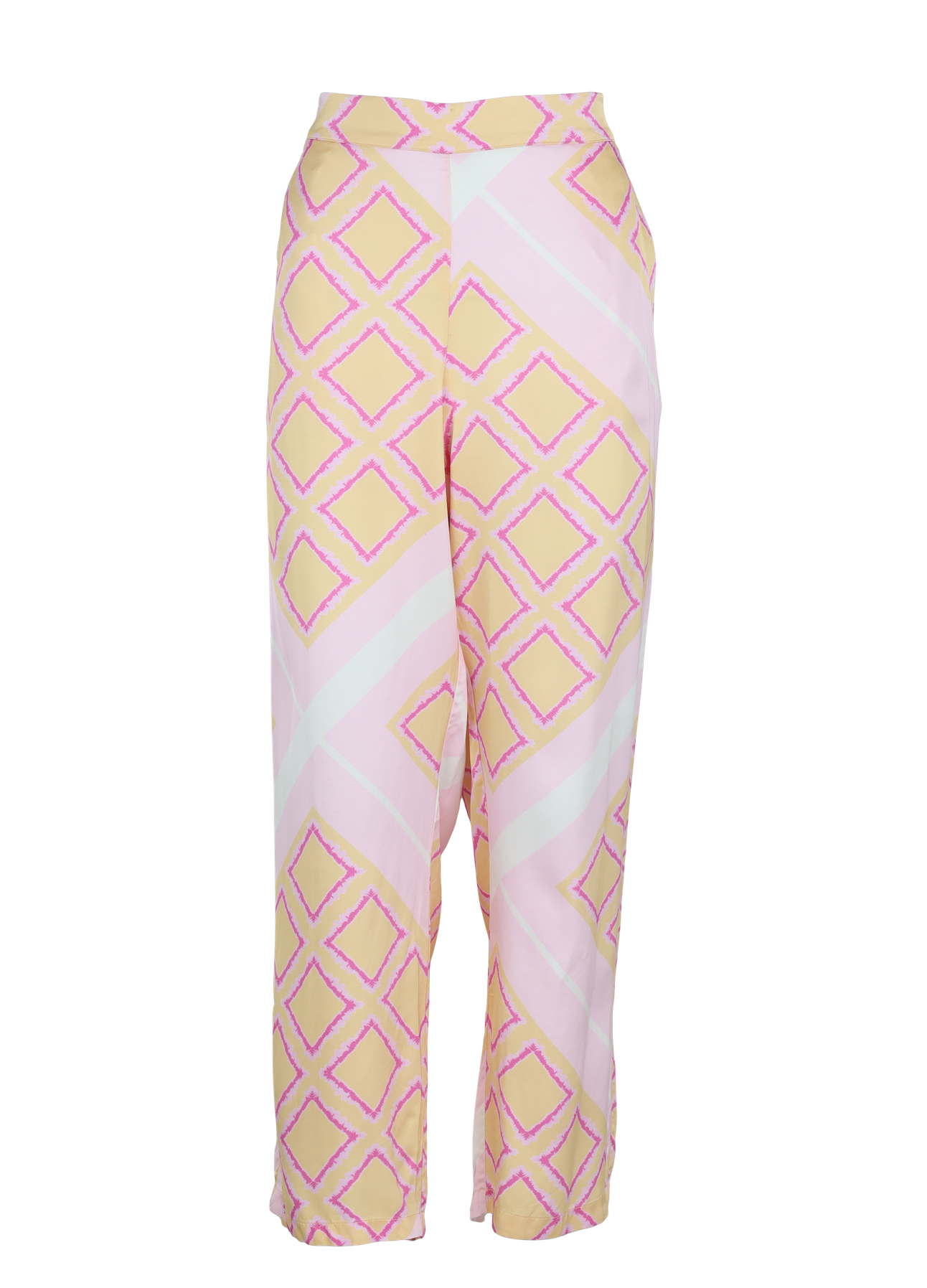 PRE-LOVED BREDE BUKSER M. IKAT SQUARE PRINT - SILLE FIT - Ikat square print