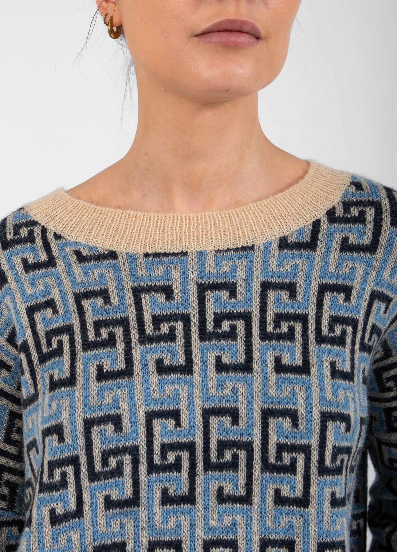 STRIKKET JACQUARD MED CC FARVET STRIBE - CC logo blue Rabat