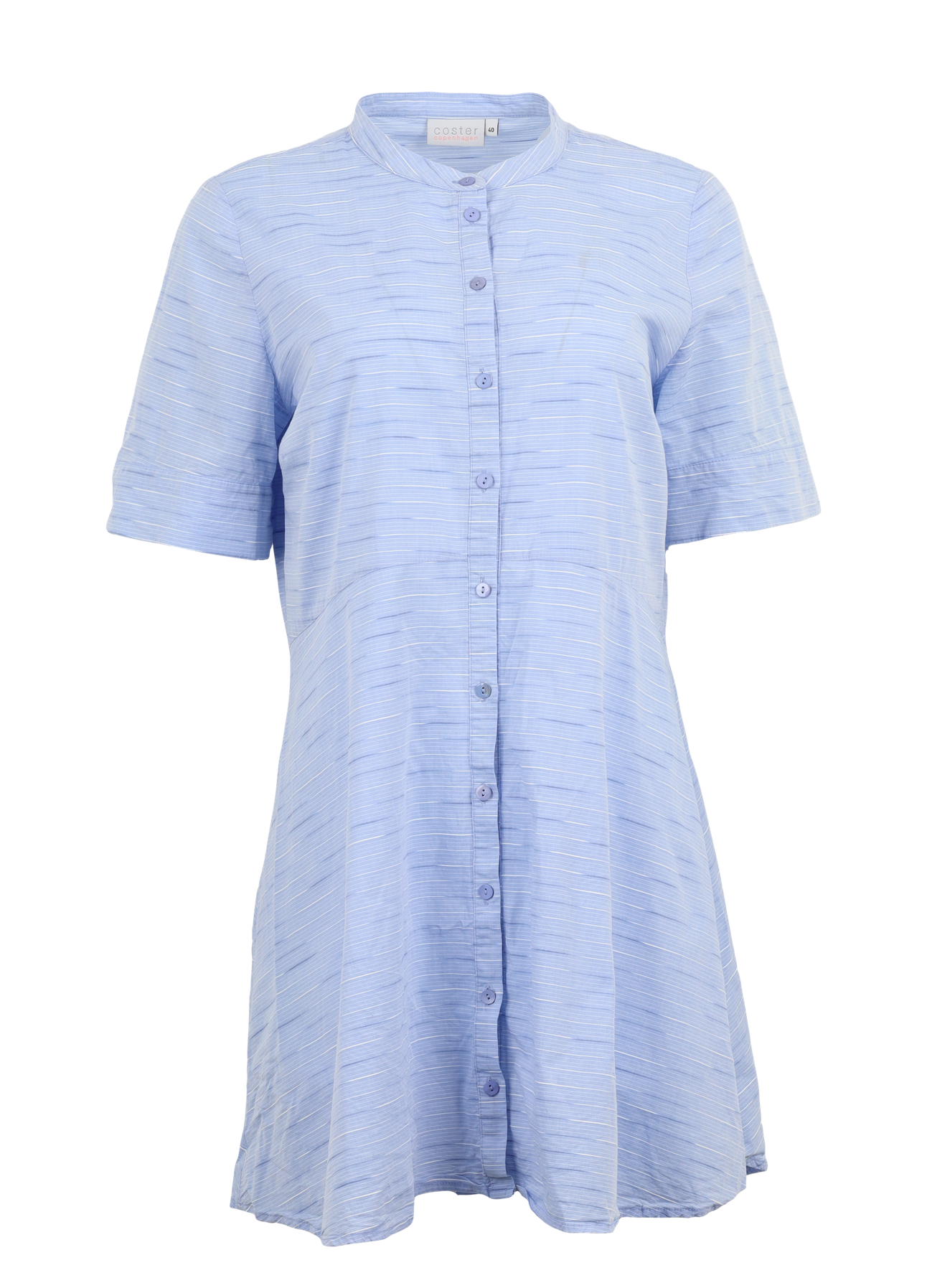 PRE-LOVED LANG SKJORTE MED KINAKRAVE - Powder Blue Melange Levere
