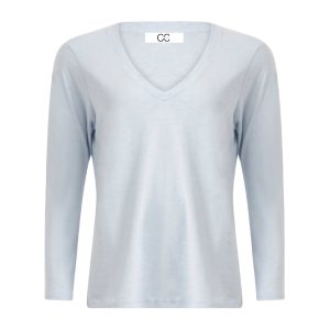 CC HEART LANGÆRMET V-HALS T-SHIRT - Powder blue
