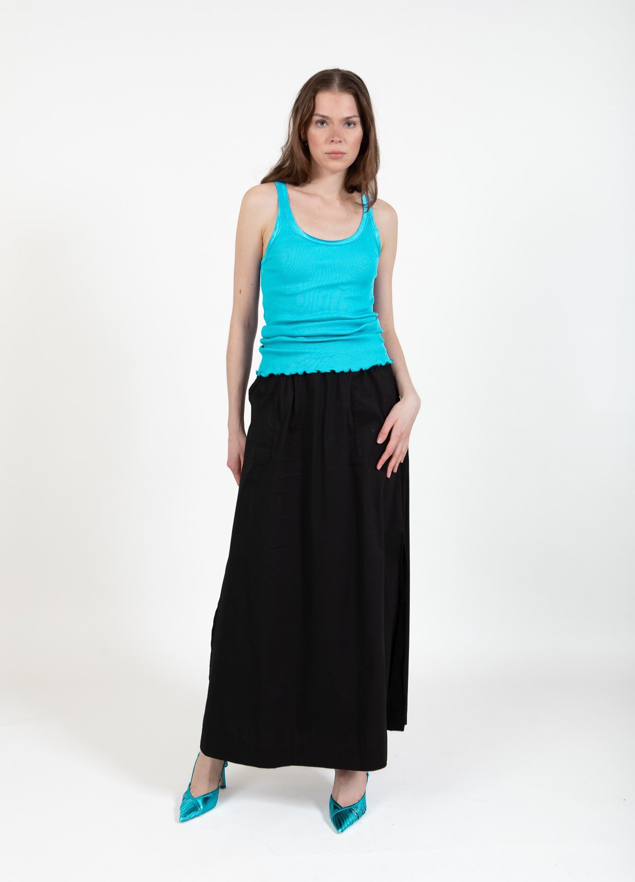 CC HEART SILKE-TOP - Aqua blue