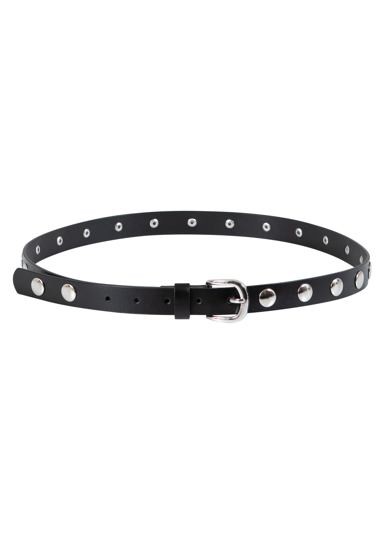 LÆDERBÆLTE MED SØLVNITTER - Black - 100 (silver studs)