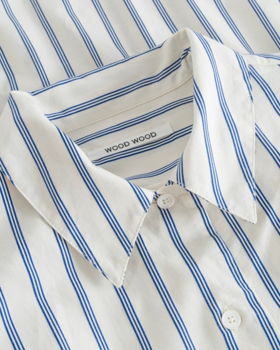 Saga Poplin Stripe Dress - Royal Blue Stripes