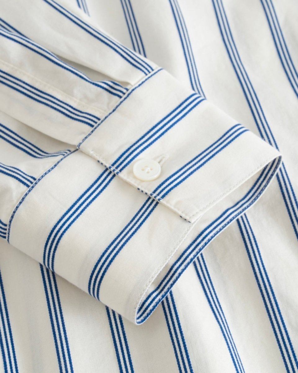 Saga Poplin Stripe Dress - Royal Blue Stripes