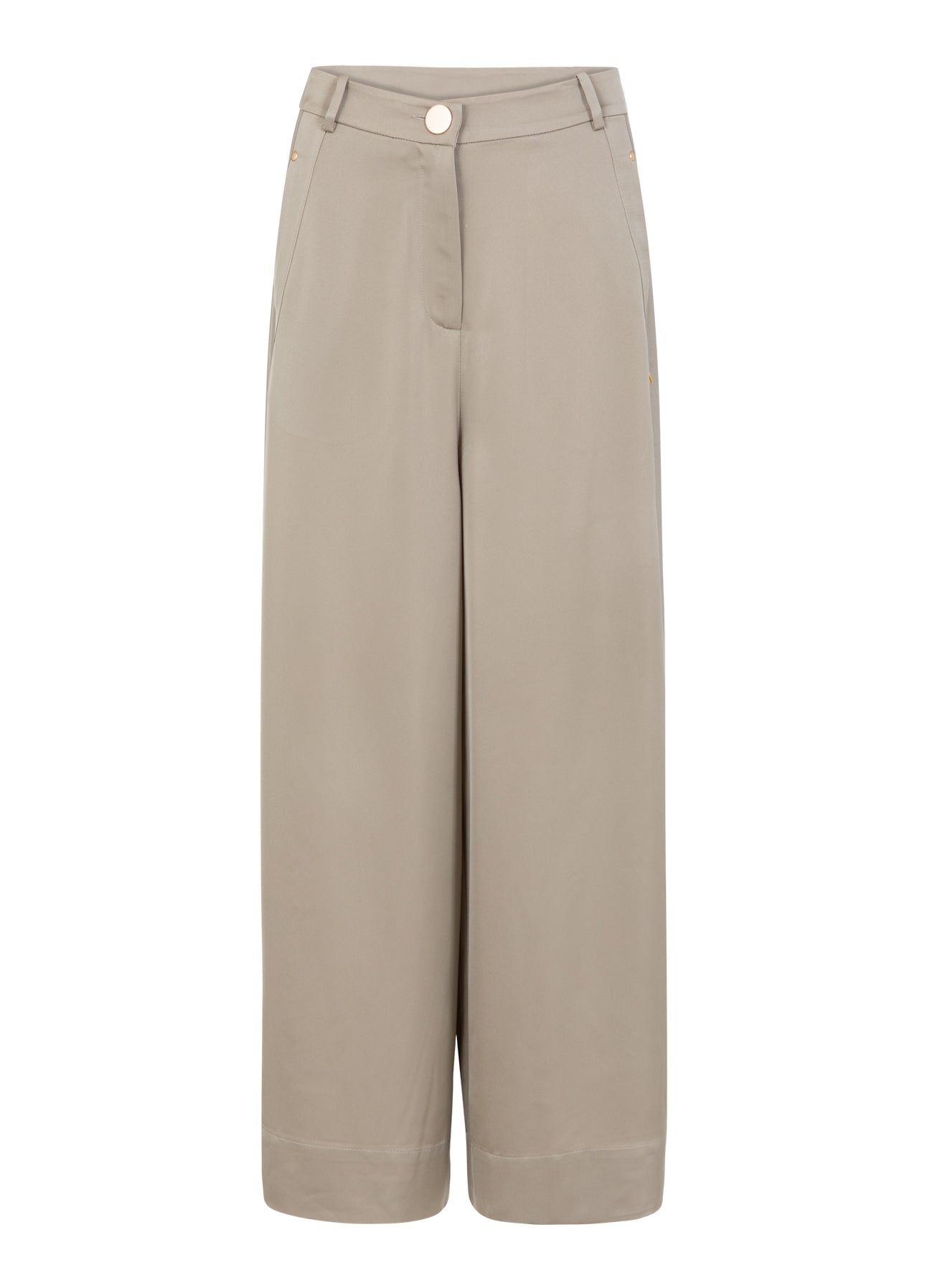 BLANKE VIDDE BUKSER MED HØJ TALJE - PETRA FIT - Grey sand
