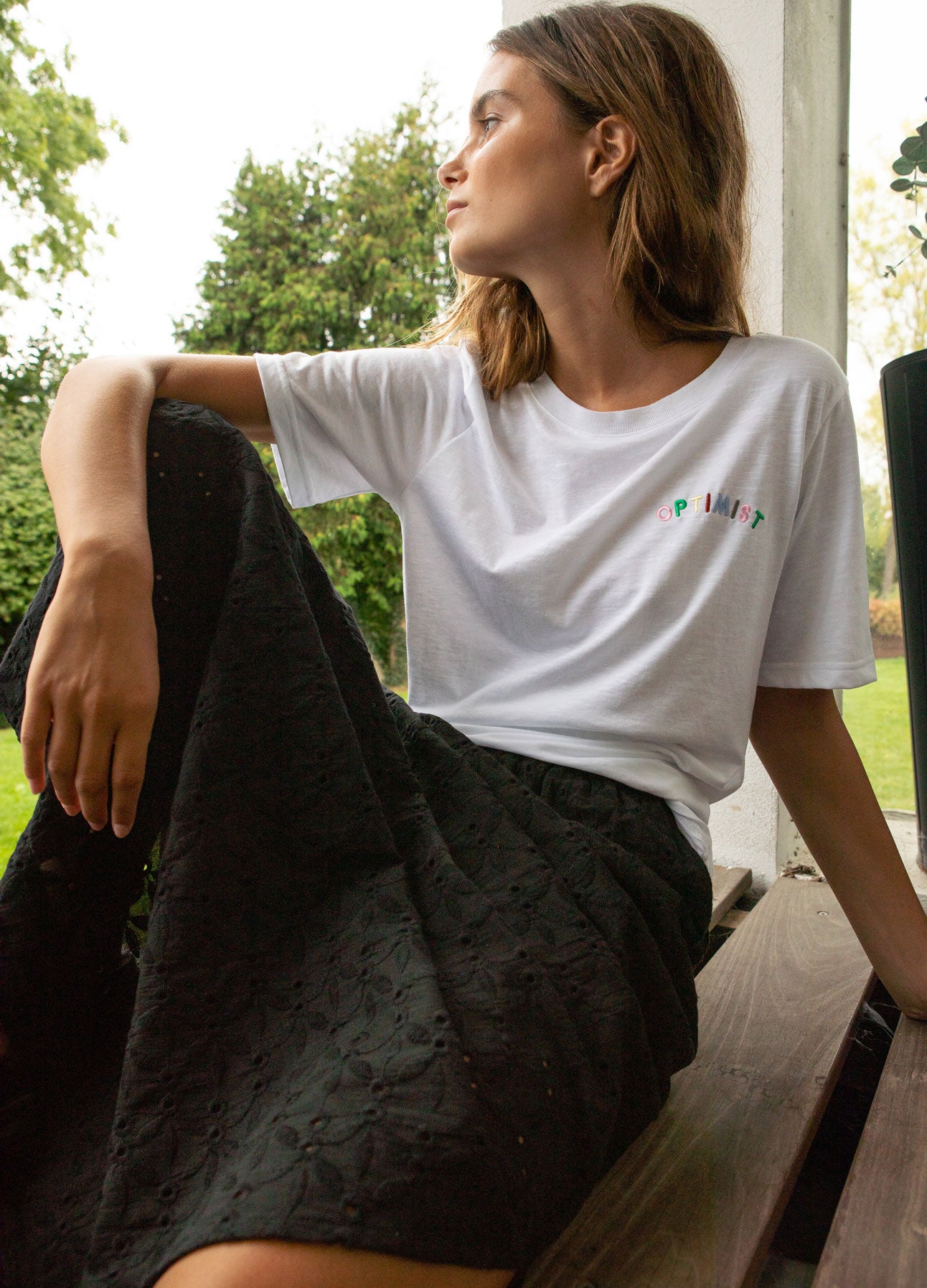 CC HEART OPTIMIST TEE - MIDI ÆRME - White