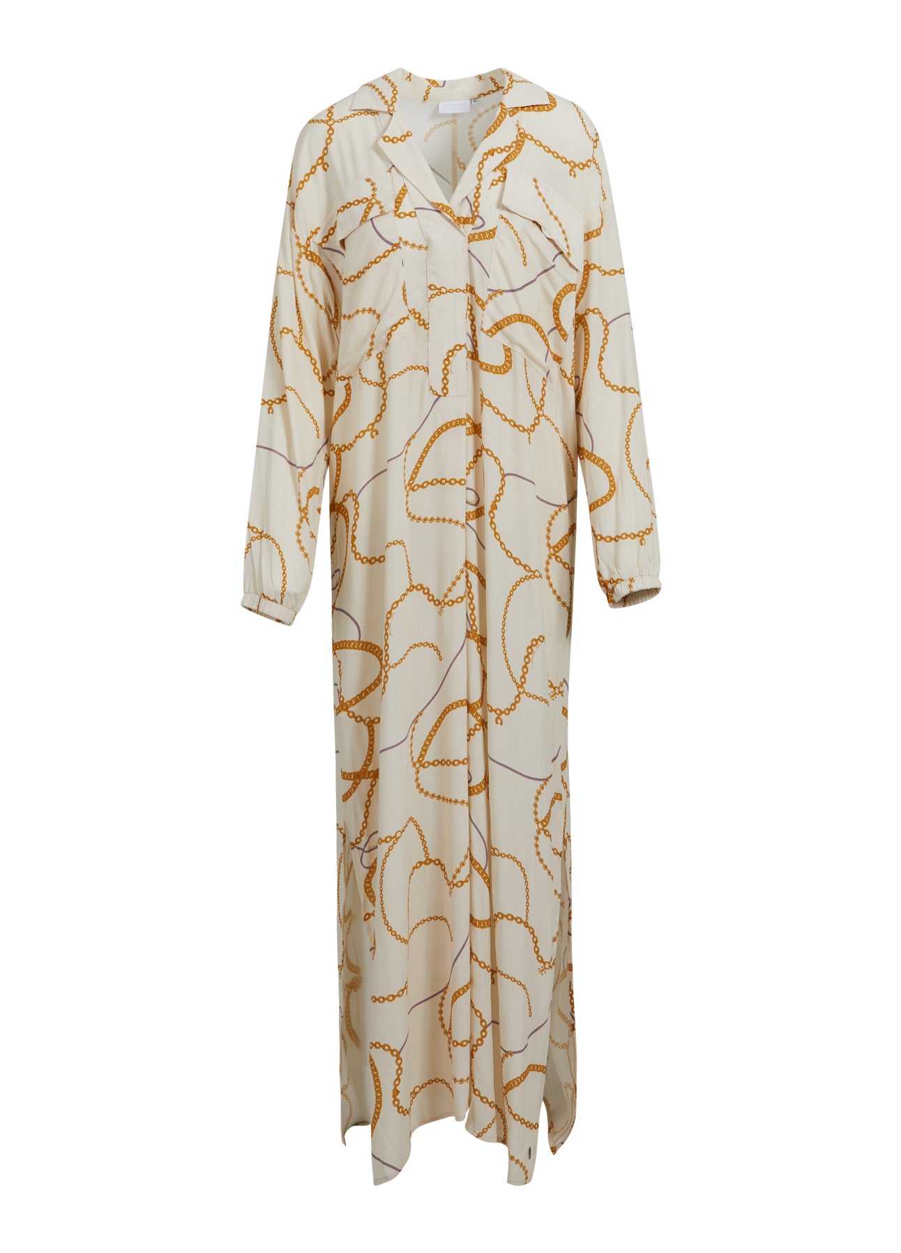 LANG SKJORTEKJOLE M. CHAIN PRINT - Chain print Levere
