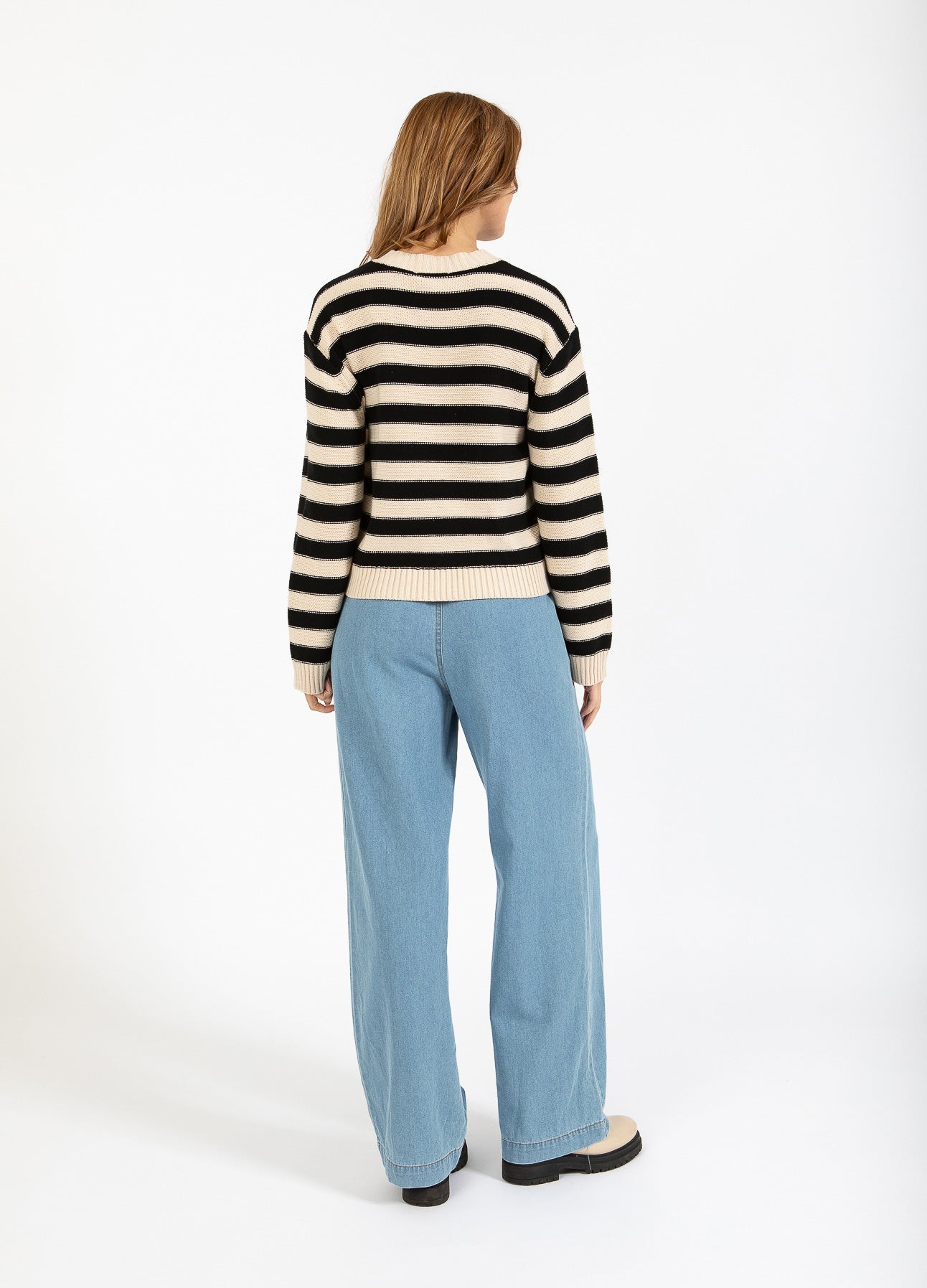CC HEART AVERY STRIBET SWEATER - Creme/black