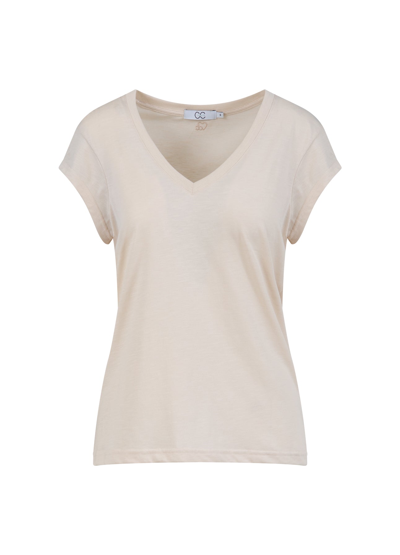 CC HEART V-HALS T-SHIRT - Creme