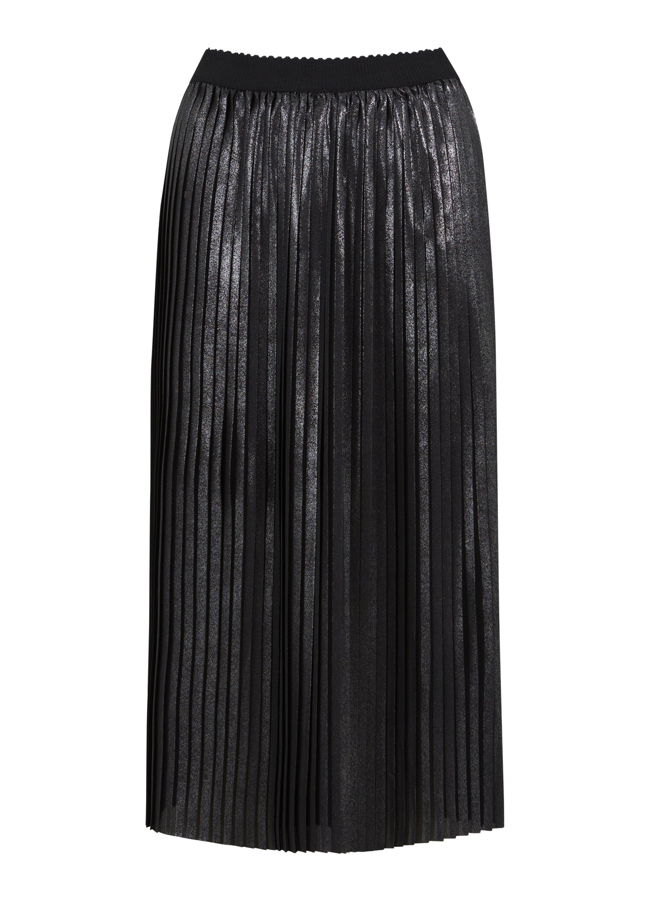 PLISSE NEDERDEL MED FOLIE - Metallic black