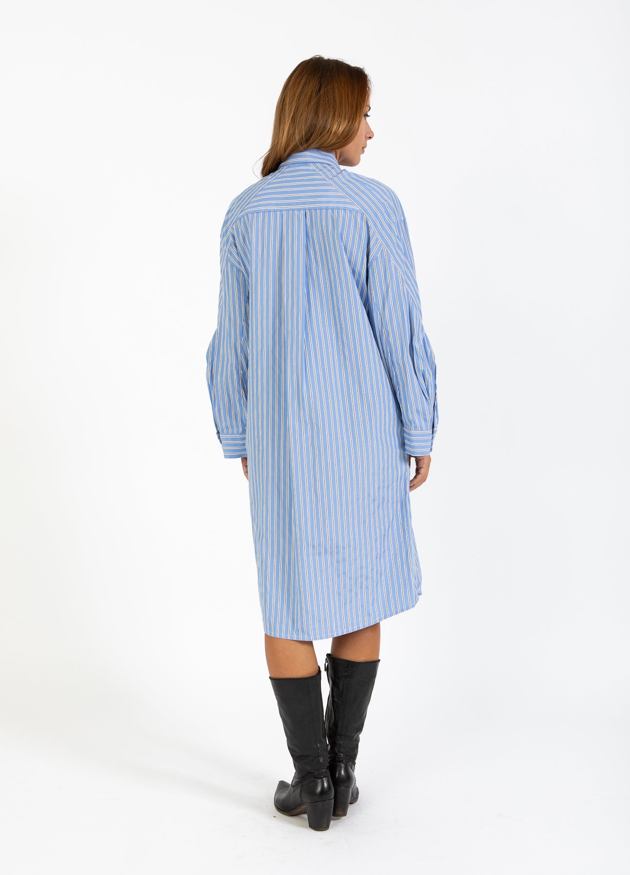 SKJORTEKJOLE MED DEKONSTRUEREDE ÆRMER - Ice blue/white stripe