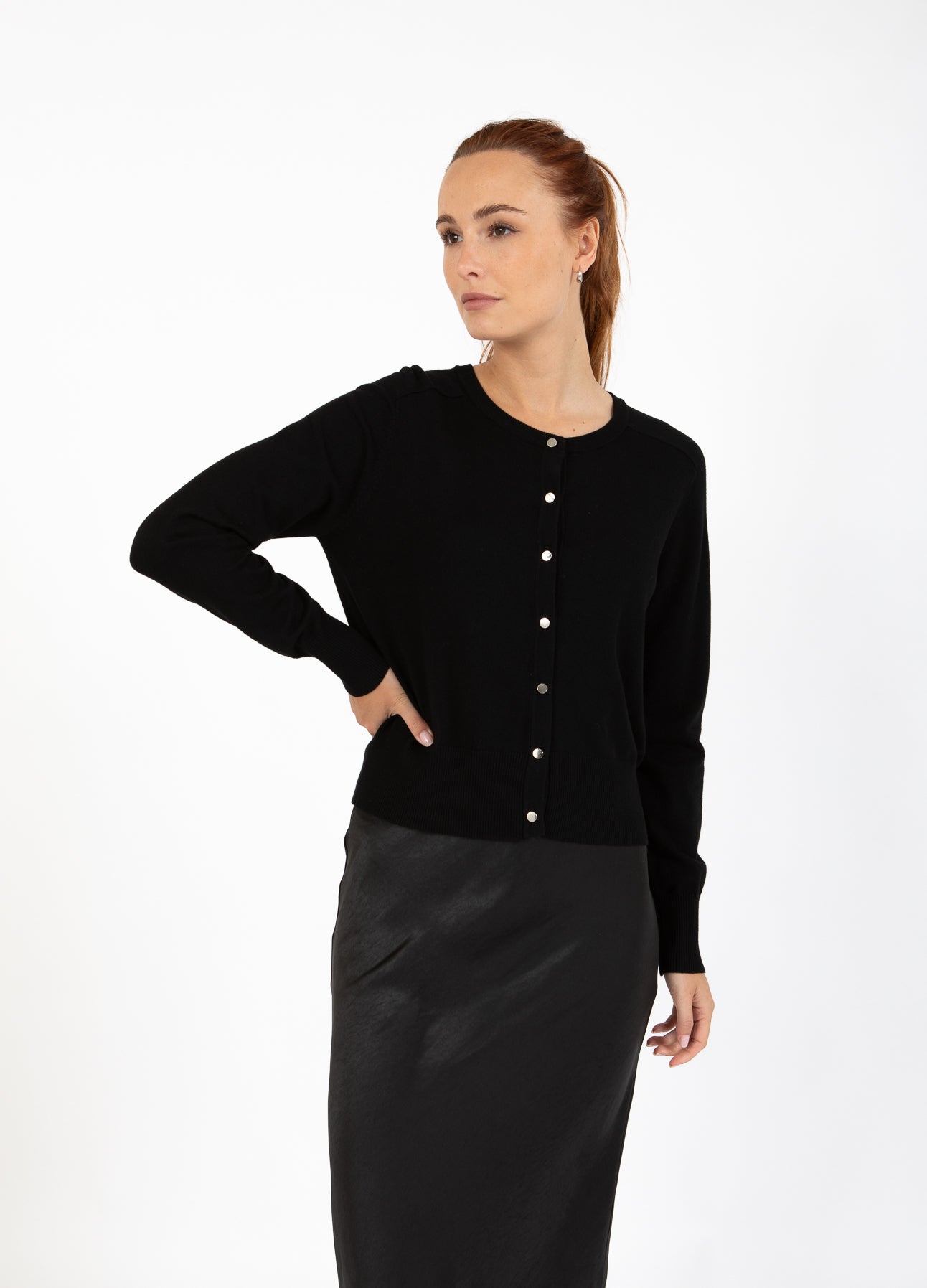 CC HEART BELLE CARDIGAN - Black/silver buttons