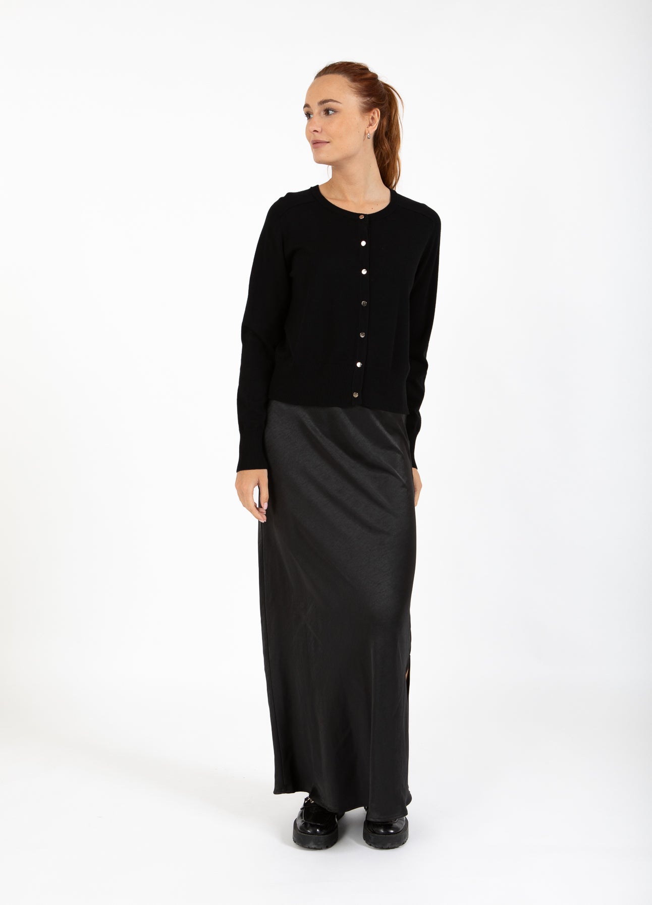 CC HEART BELLE CARDIGAN - Black/silver buttons
