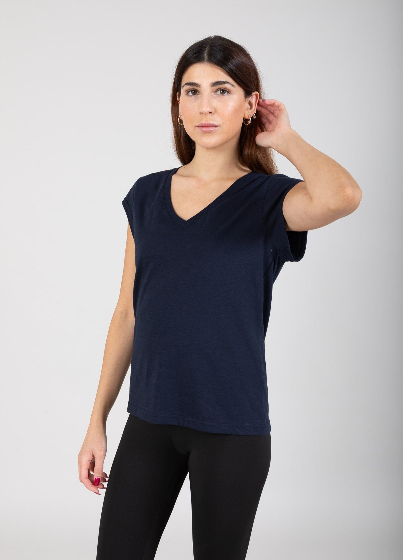 CC HEART V-HALS T-SHIRT - Night Sky Blue