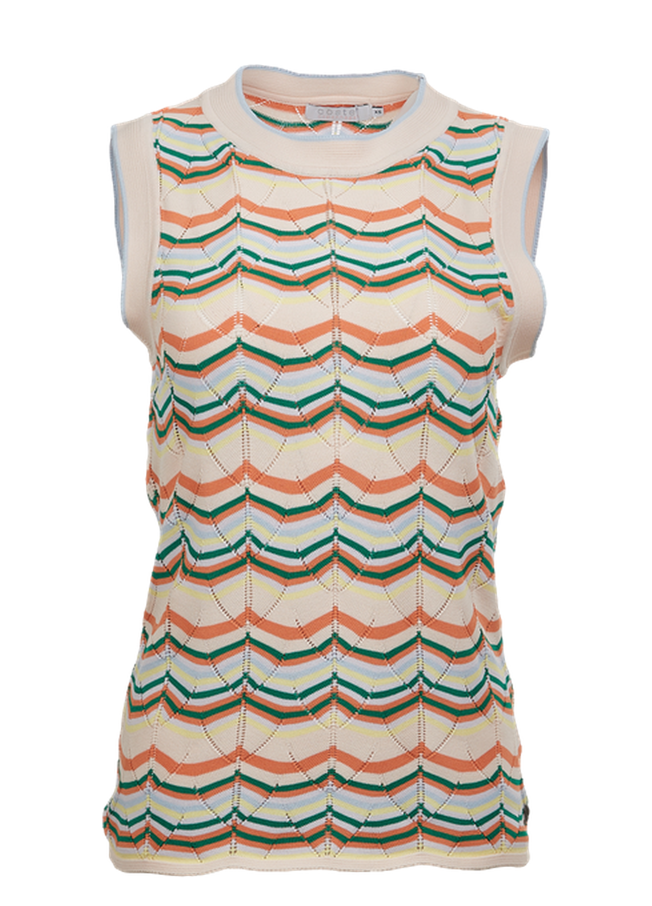 PRE-LOVED Sleeveless top w. round neck - Creme multi stripe Mode